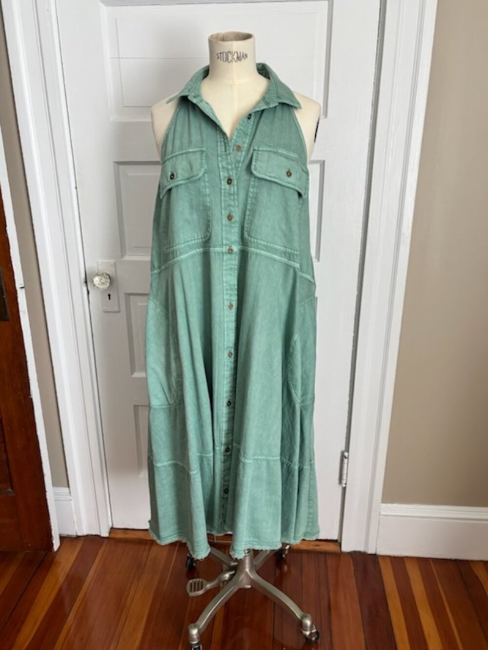 NWT Anthropologie Pilcro Sleeveless Halter Swing Midi Dress in green - Size S